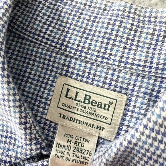 LL Bean Shirt Mens‎ Medium Houndstooth Button Up Pocket Outdoor Casual - Picture 3 of 6